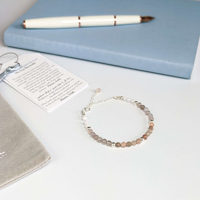 Sunstone & Moonstone Tasbih Bracelet | Women's Misbaha, 33 Beads
