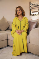 Woman silk Yellow Jalabiya handmade