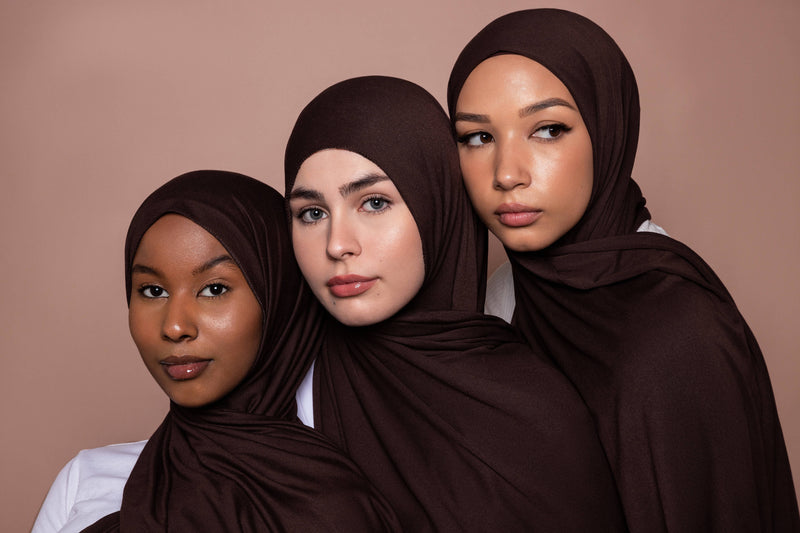 3 women Premium Jersey Hijab Bloor Brown