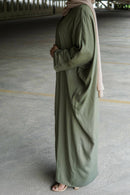Olive 3 Piece Linen Abaya