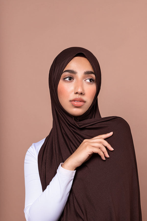 Premium Jersey Hijab Brown soft