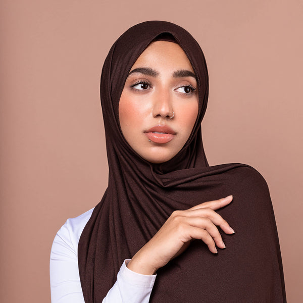 Tia Mode Premium Ribbed Jersey Hijab Scarf (Brown) 70inch L × 27inch W  inches (180cm × 70cm) at  Women's Clothing store