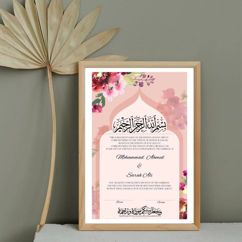 The Floral Dome Contract is a custom bespoke nikkah or anniversary contract.