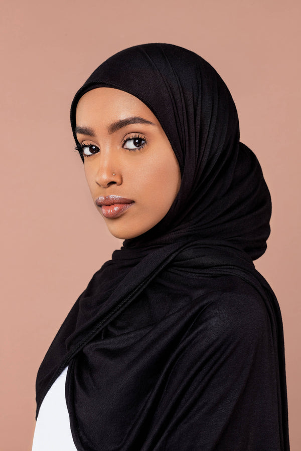Premium Jersey Hijab Dundas Black opaque soft