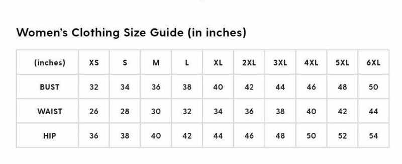MODASTY size guide
