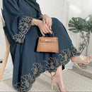 Imported abaya with diamond handwork on front sleeves and bottom, including same color hijab.