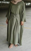 Olive 3 Piece Linen Abaya