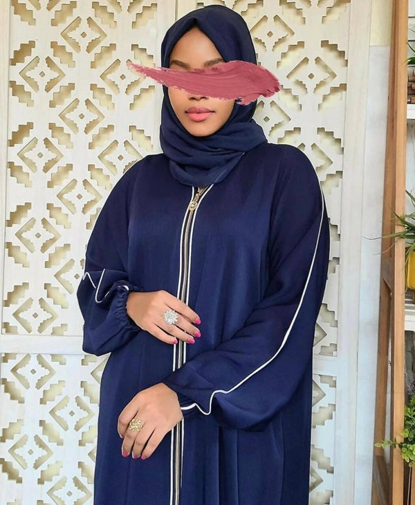 Daily Wear Zipper Abaya With Elastic Sleeves 6 Colors